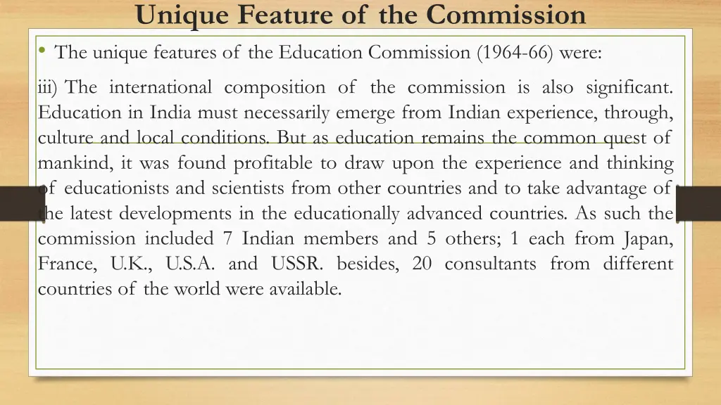 unique feature of the commission the unique 2