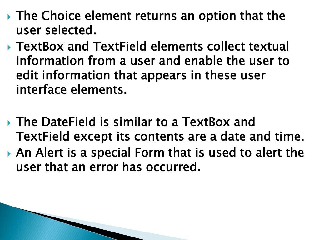 the choice element returns an option that