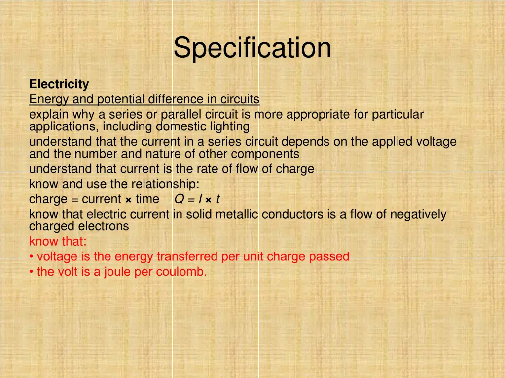 specification