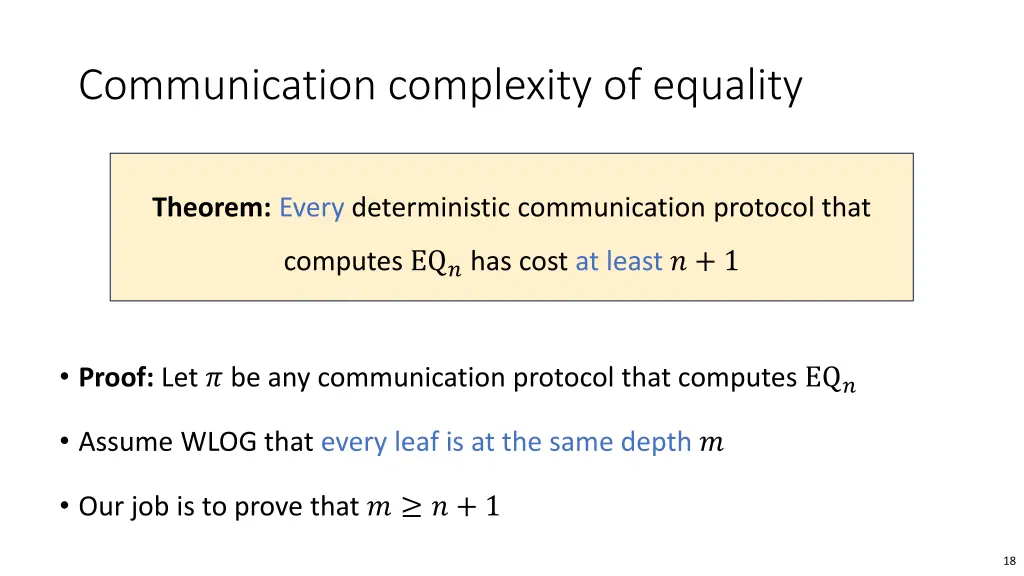 communication complexity of equality 1
