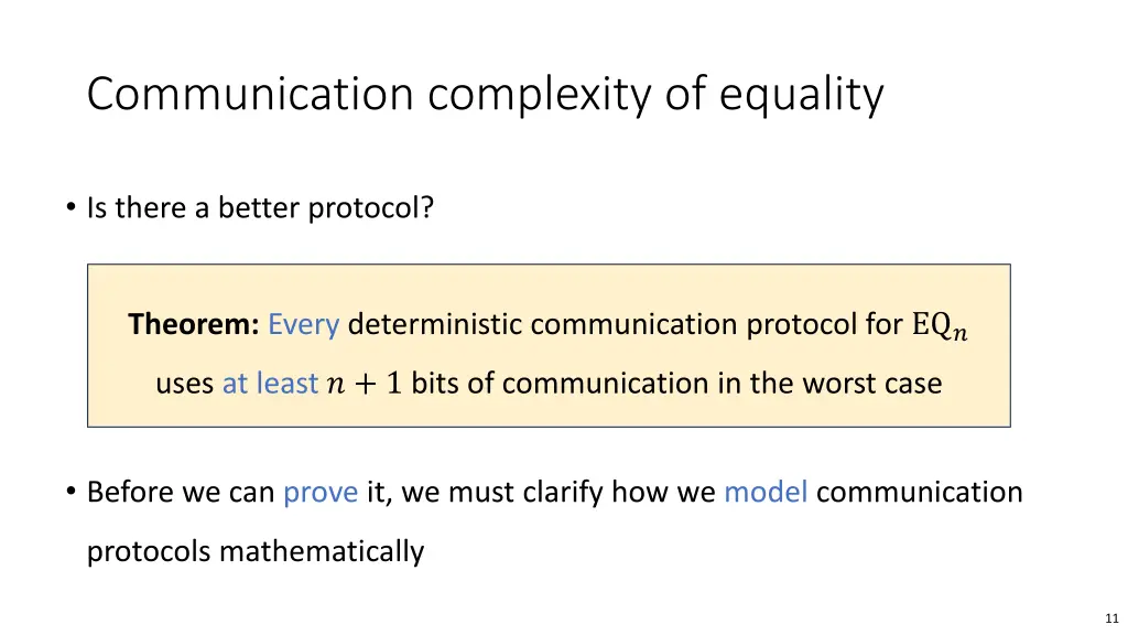 communication complexity of equality