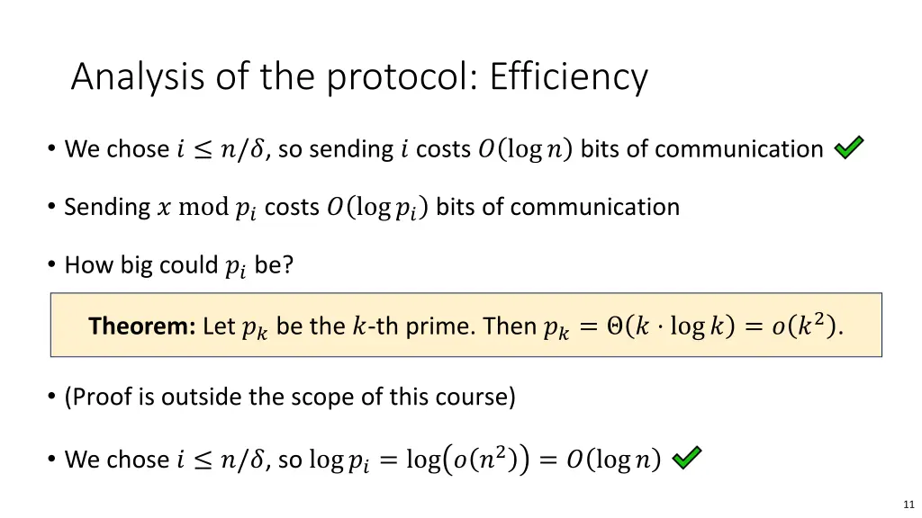 analysis of the protocol efficiency