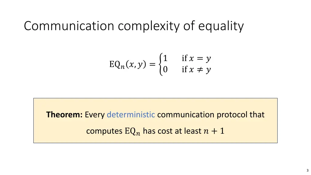 communication complexity of equality