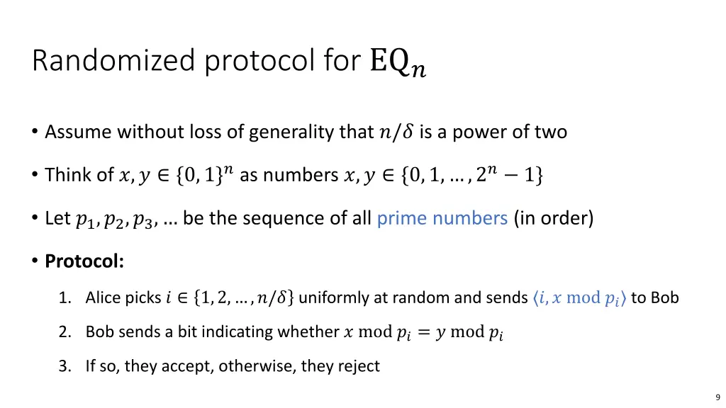 randomized protocol for eq