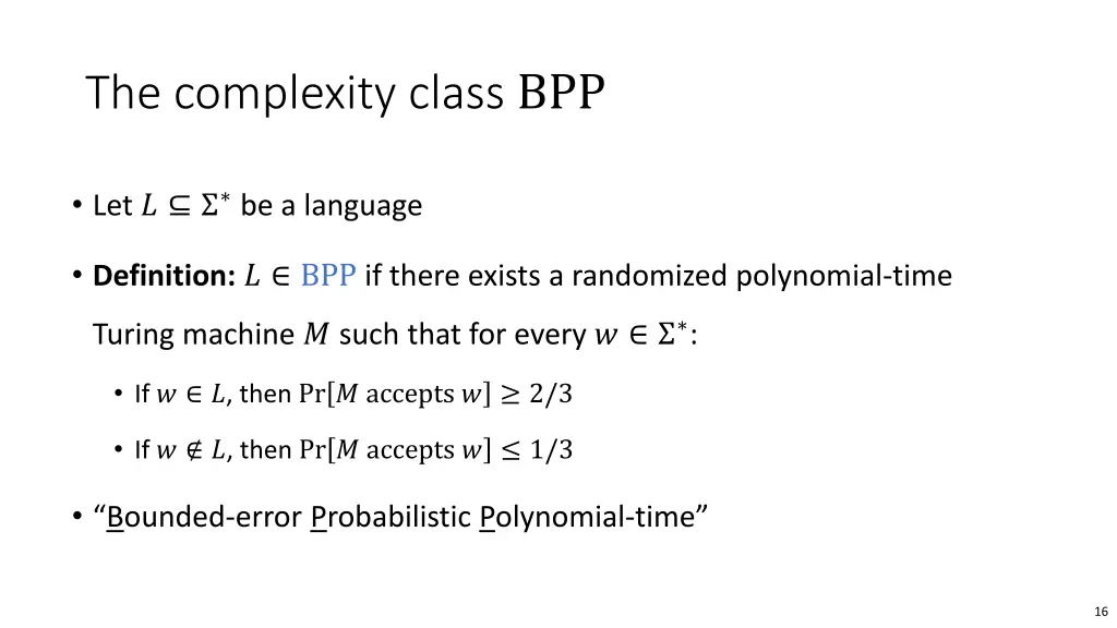the complexity class bpp