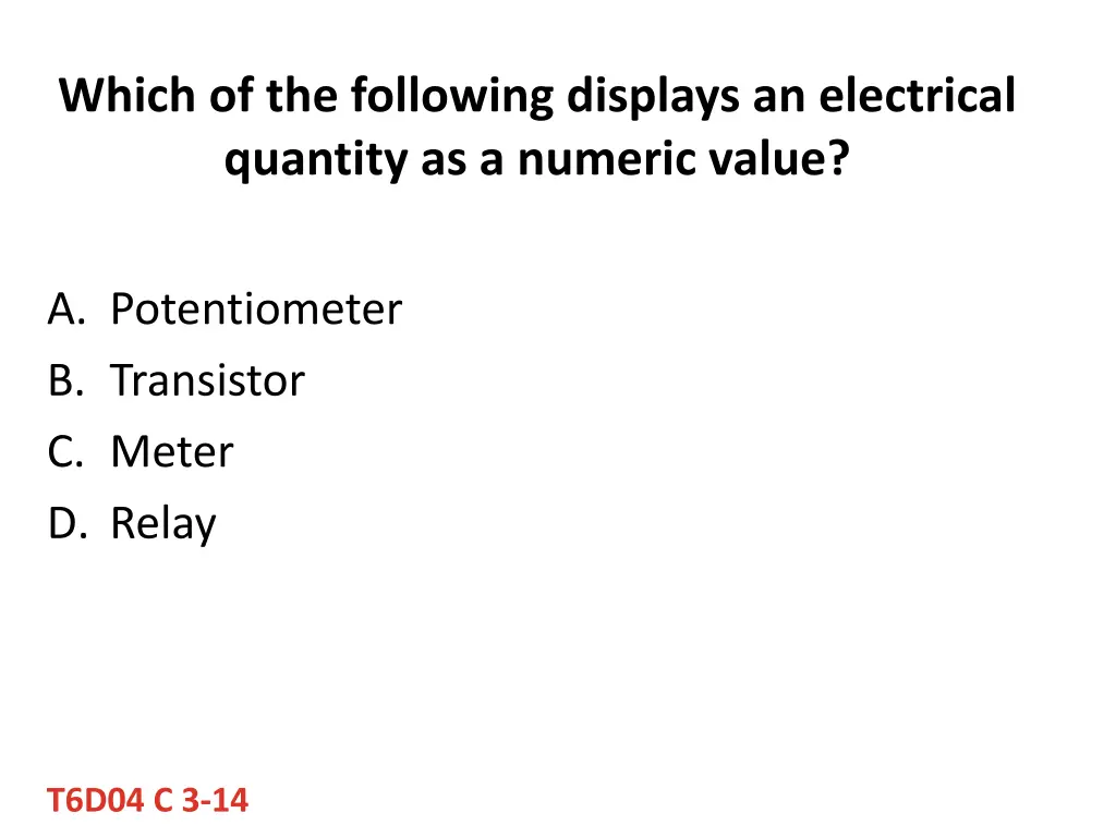 which of the following displays an electrical