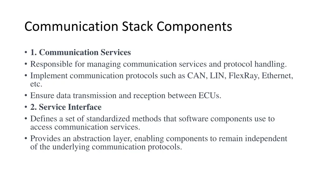 communication stack components