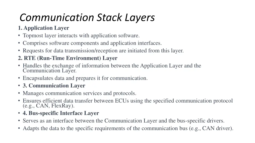 communication stack layers 1 application layer