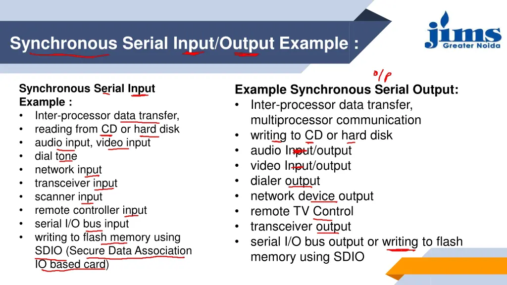 synchronous serial input output example