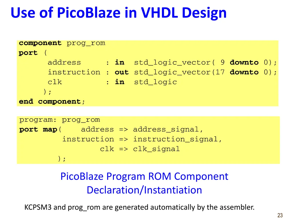 use of picoblaze in vhdl design 2