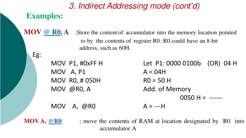 3 indirect addressing mode con t d