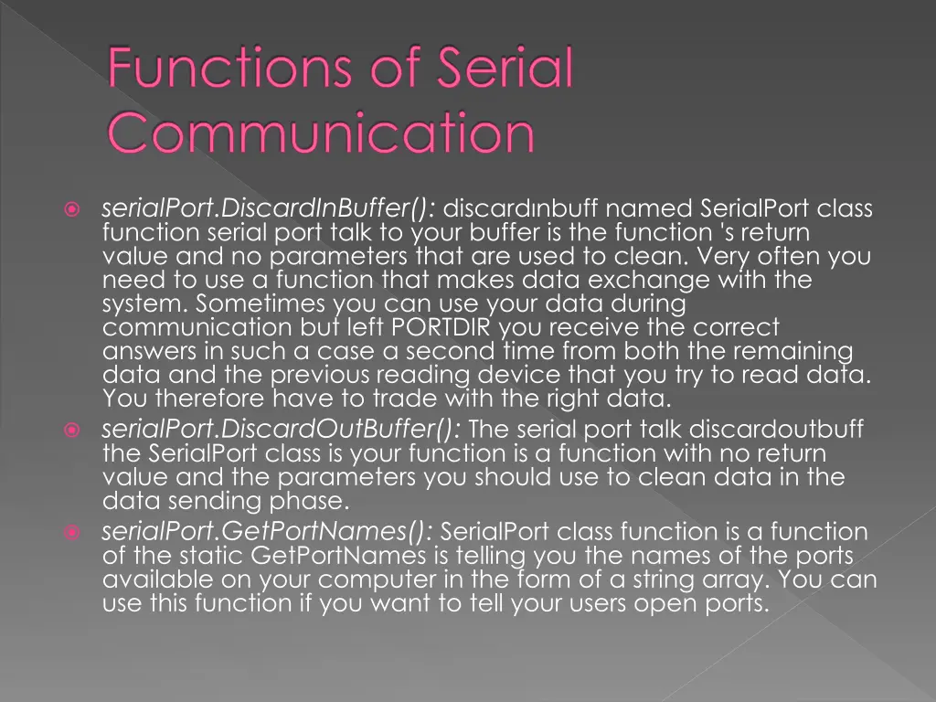 functions of serial communication