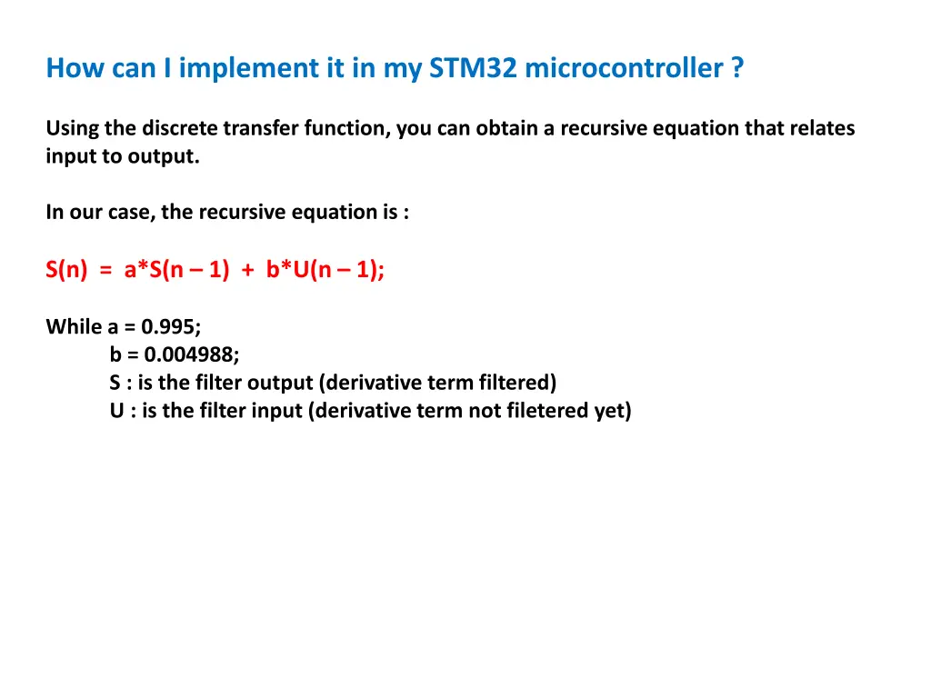 how can i implement it in my stm32 microcontroller