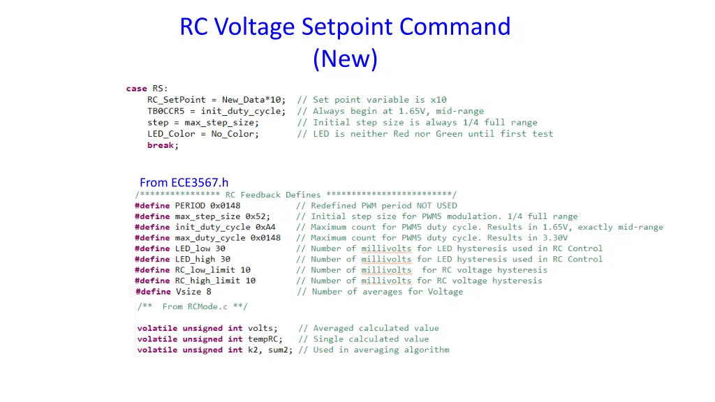 rc voltage setpoint command new