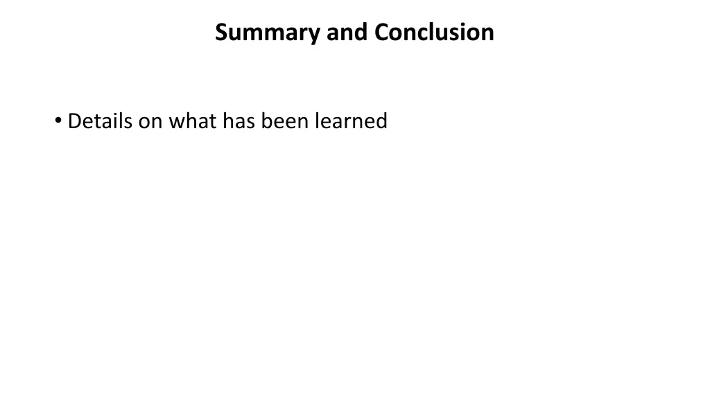 summary and conclusion