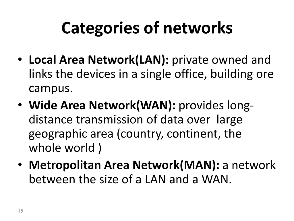 categories of networks