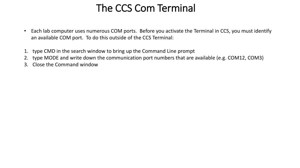the ccs com terminal the ccs com terminal