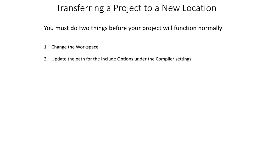 transferring a project to a new location