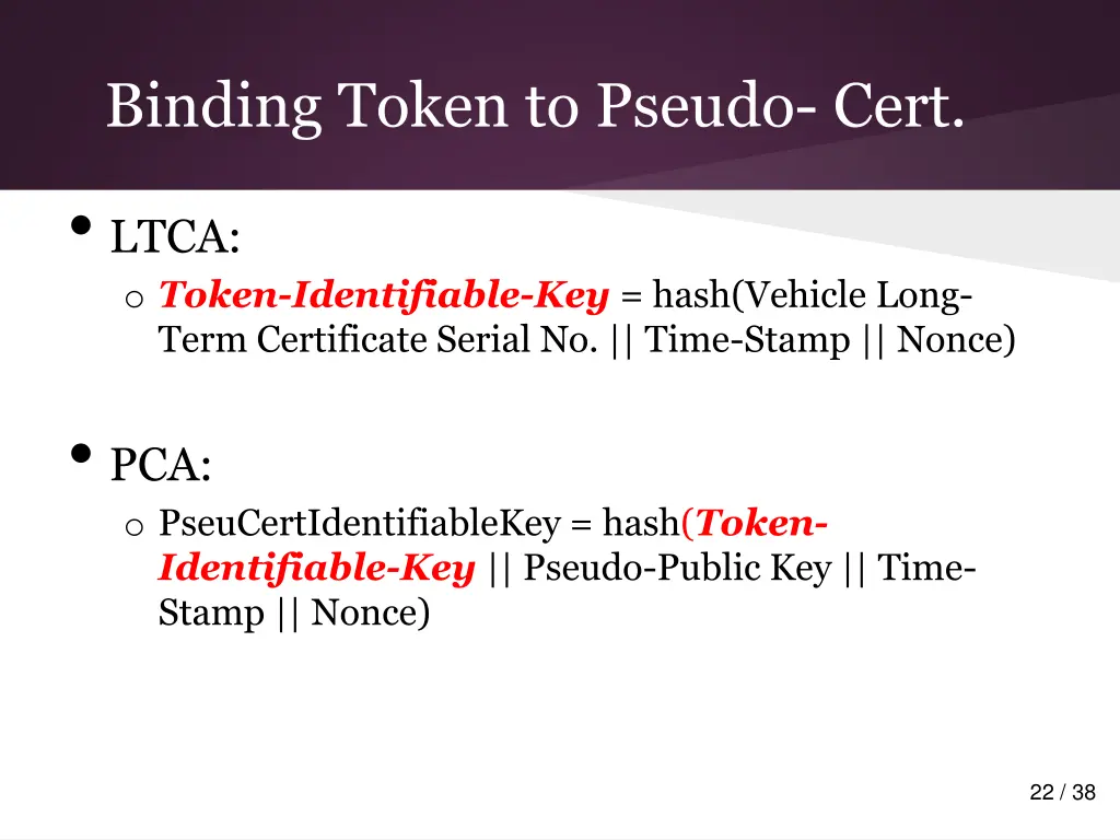 binding token to pseudo cert