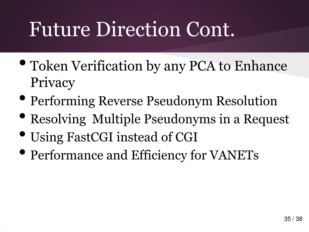 future direction cont token verification