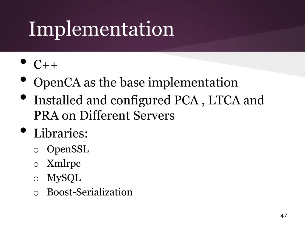 implementation c openca as the base