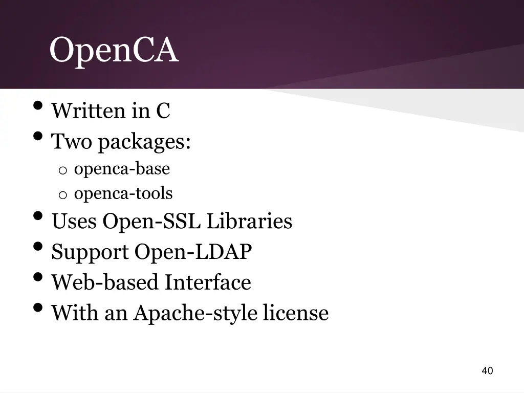 openca written in c two packages o openca base