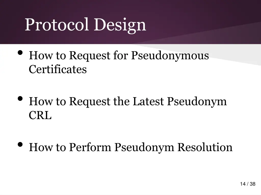 protocol design how to request for pseudonymous