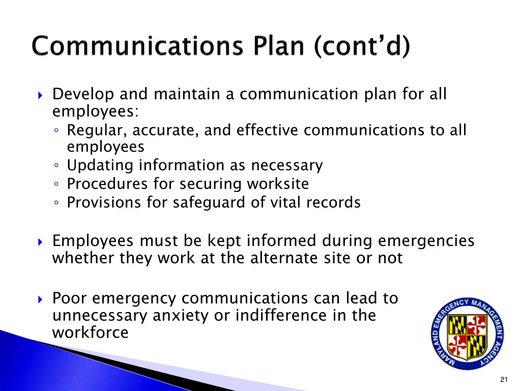 develop and maintain a communication plan