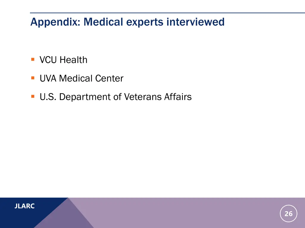 appendix medical experts interviewed