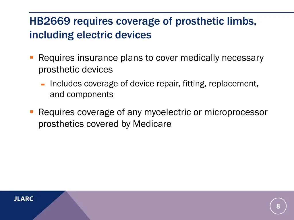 hb2669 requires coverage of prosthetic limbs
