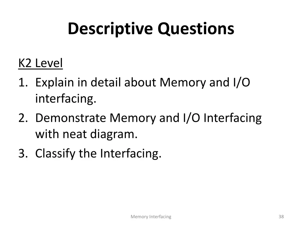 descriptive questions