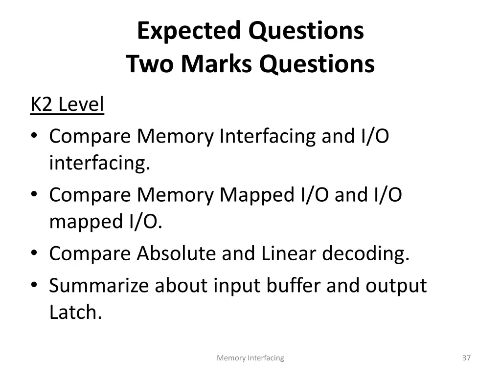 expected questions two marks questions 1