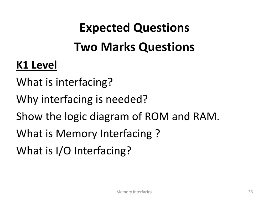 expected questions two marks questions