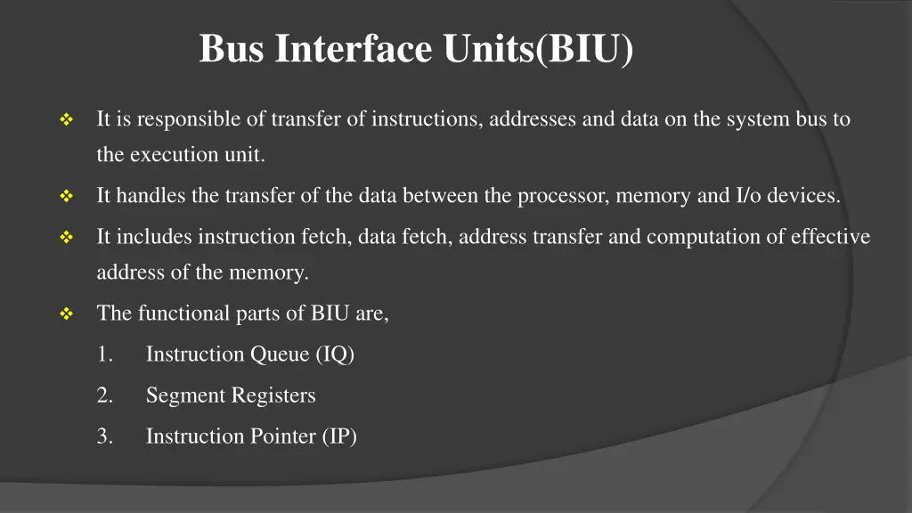 bus interface units biu