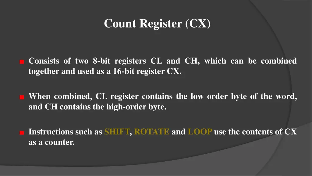 count register cx