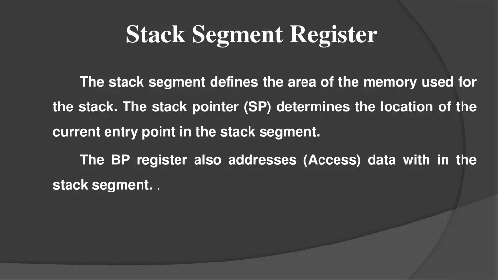 stack segment register