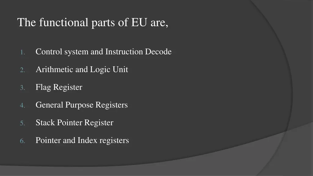 the functional parts of eu are