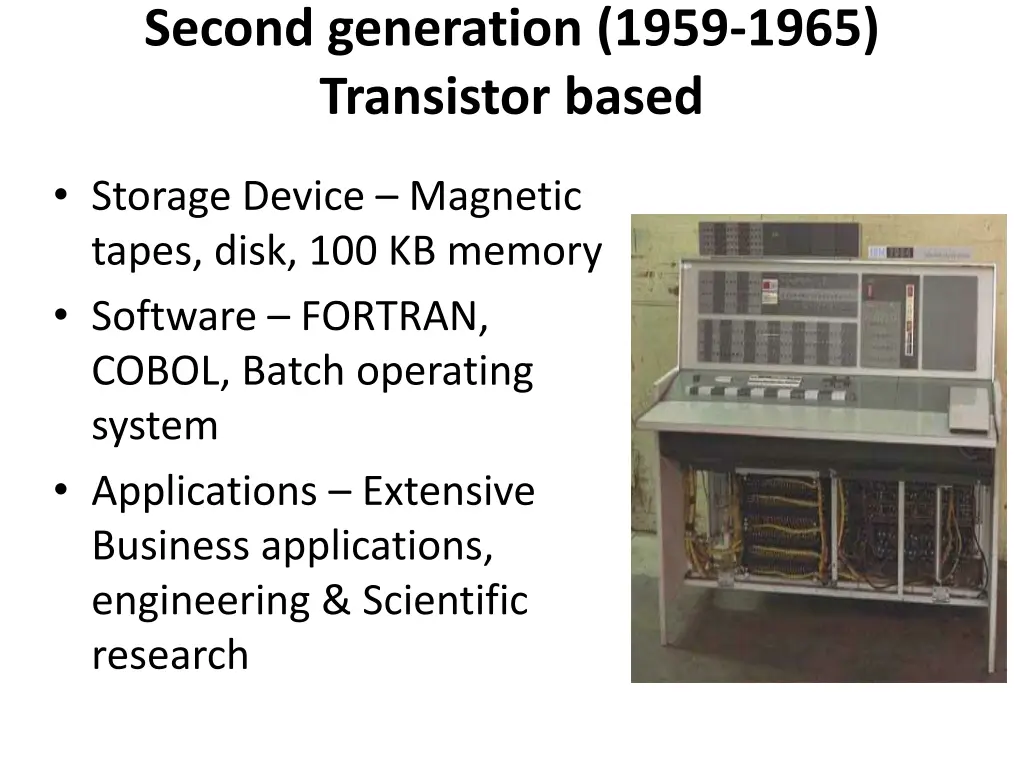 second generation 1959 1965 transistor based
