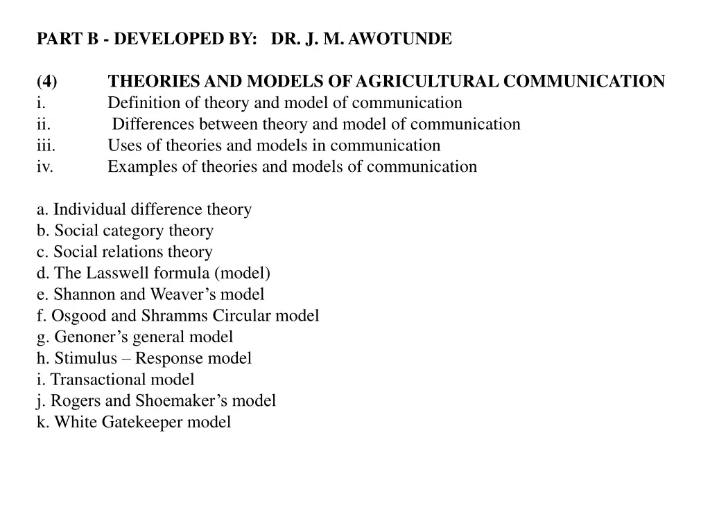 part b developed by dr j m awotunde