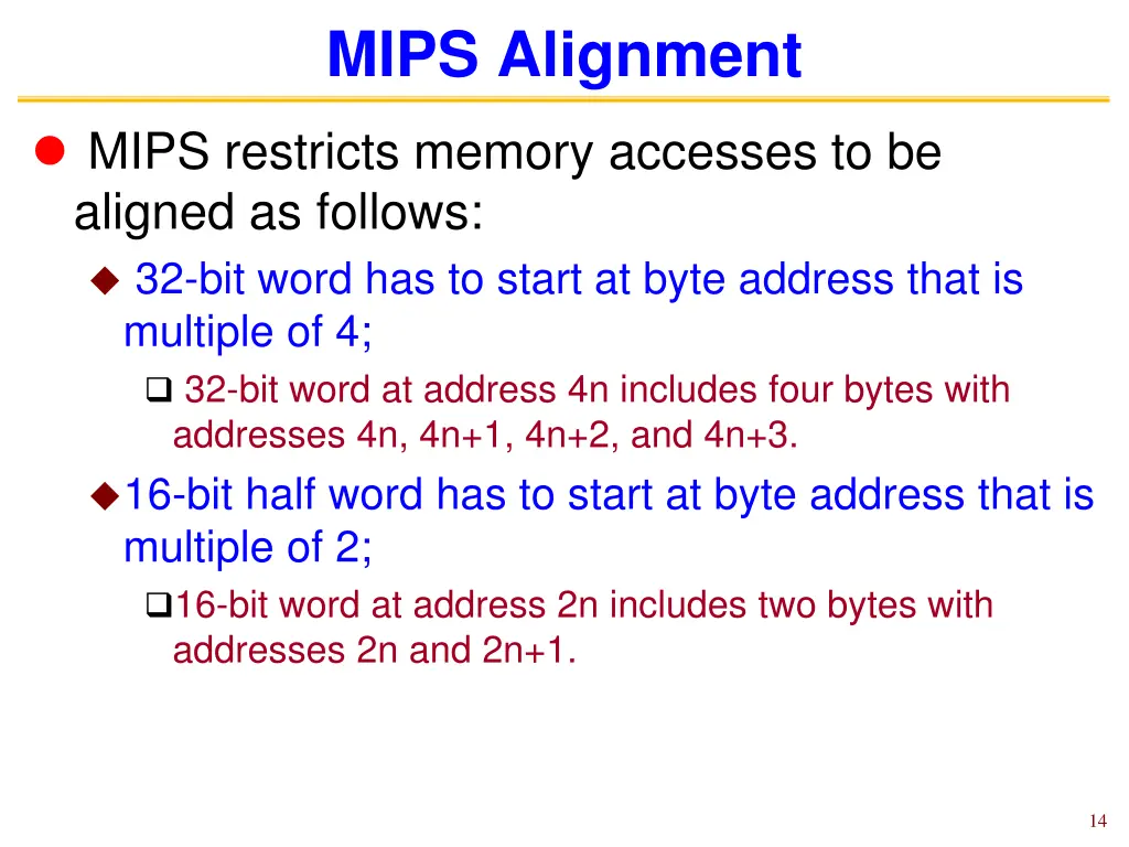 mips alignment
