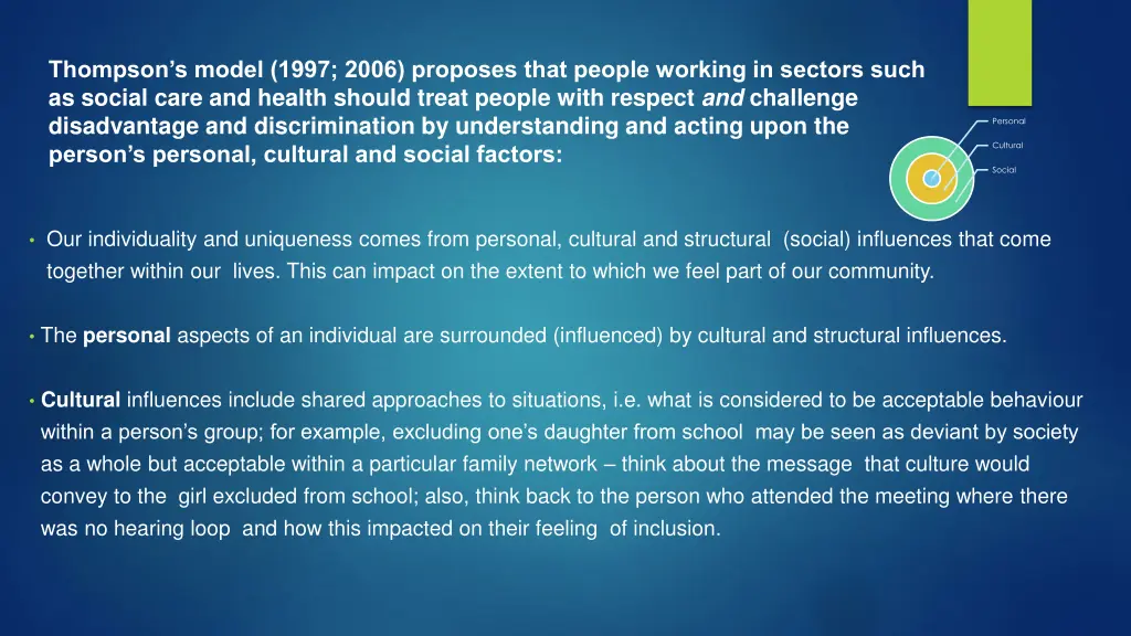 thompson s model 1997 2006 proposes that people