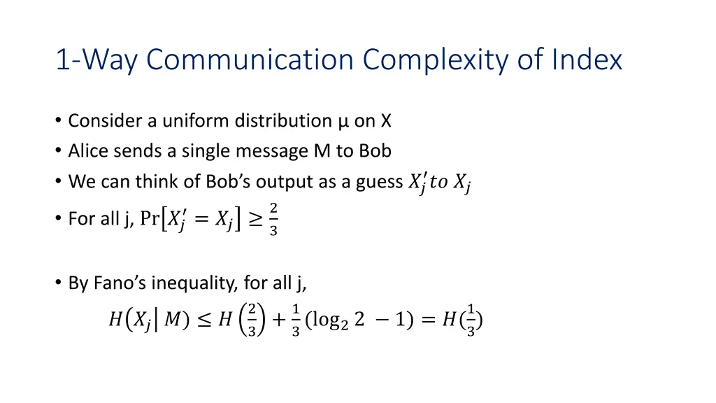 1 way communication complexity of index