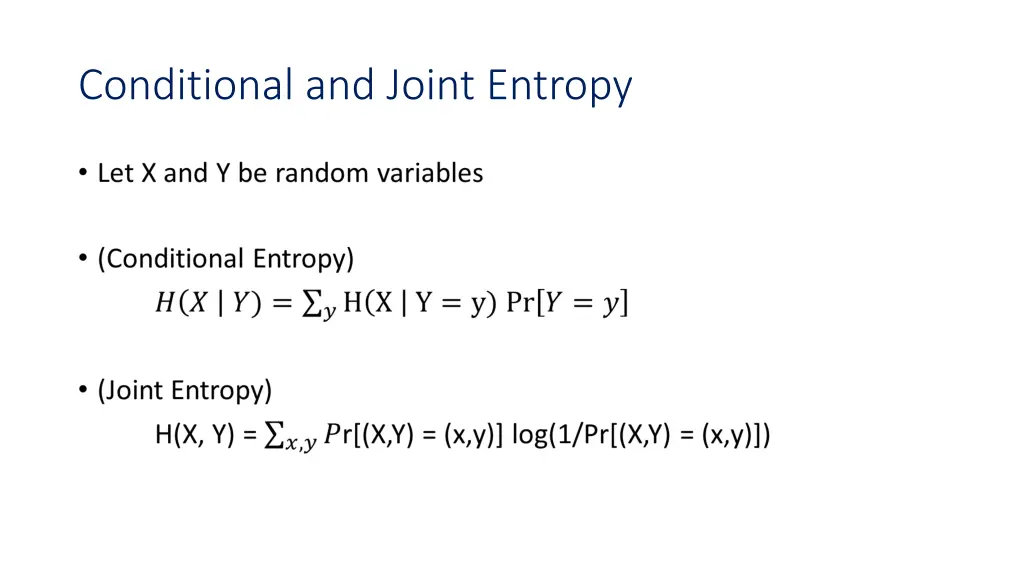 conditional and joint entropy