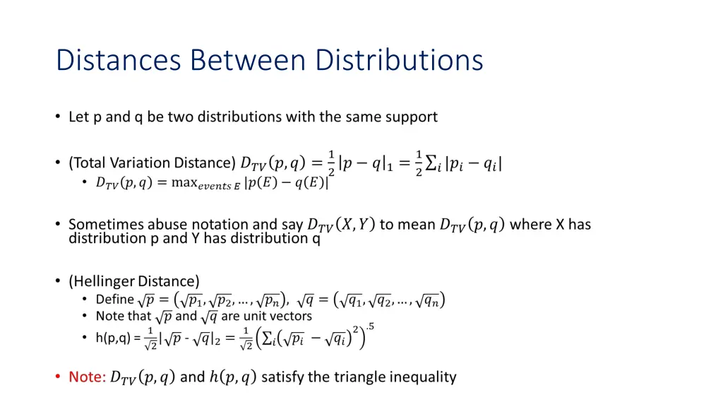 distances between distributions