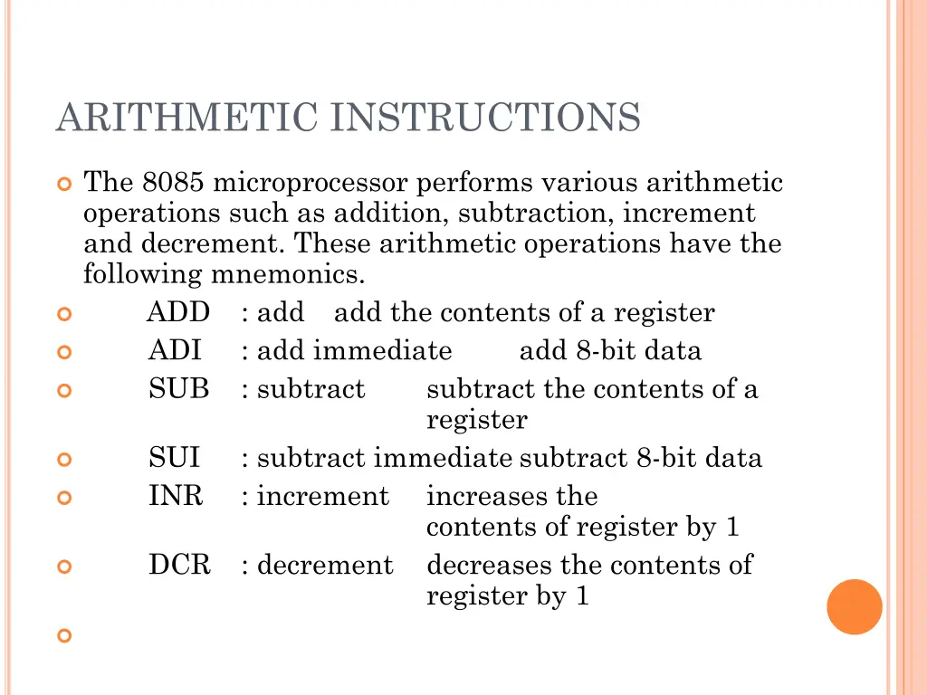 arithmetic instructions