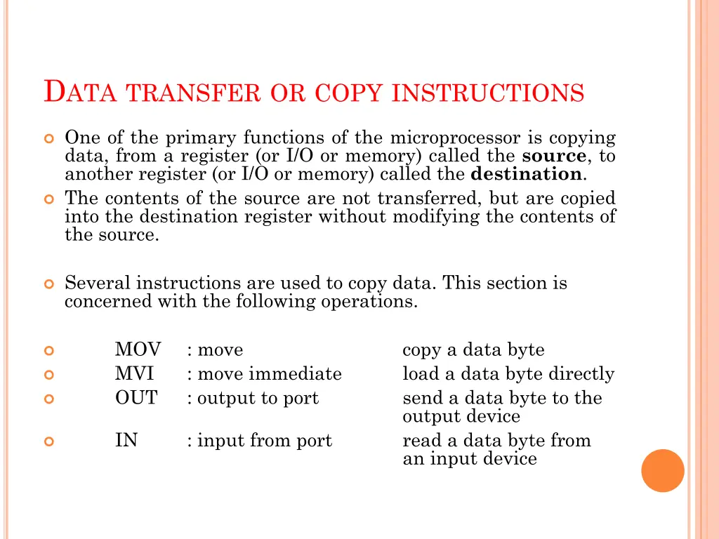d ata transfer or copy instructions