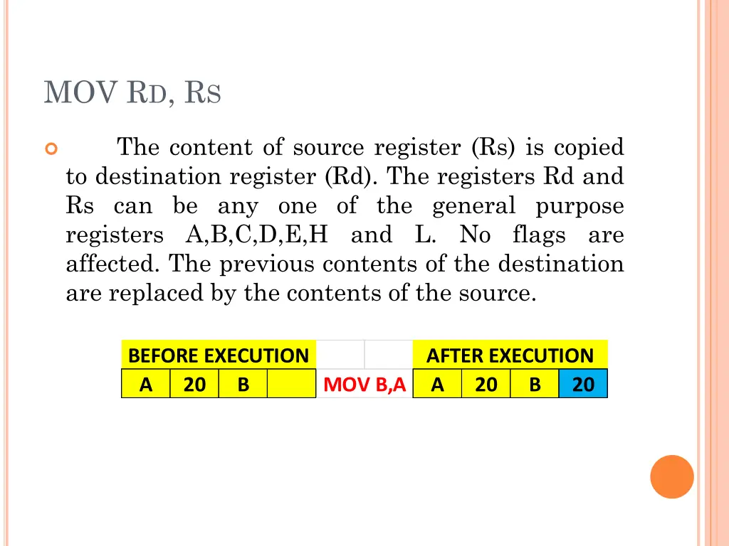 mov r d r s