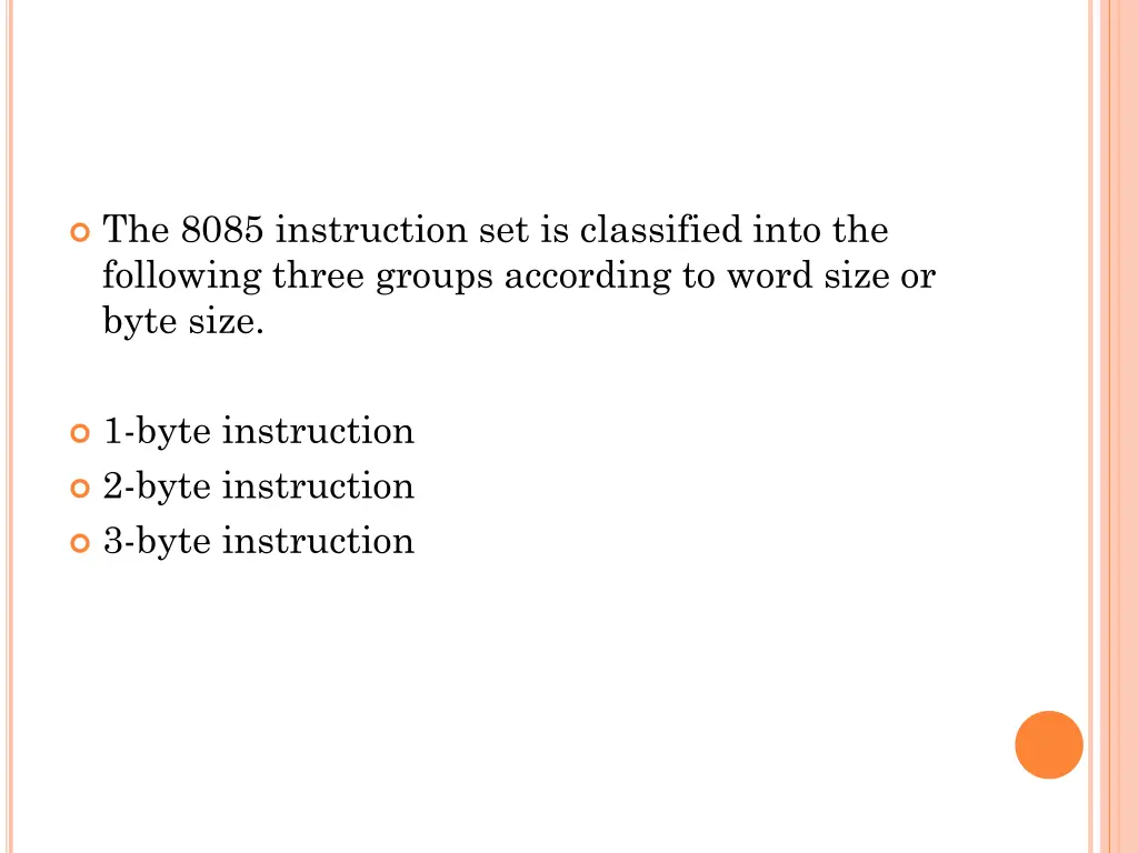 the 8085 instruction set is classified into