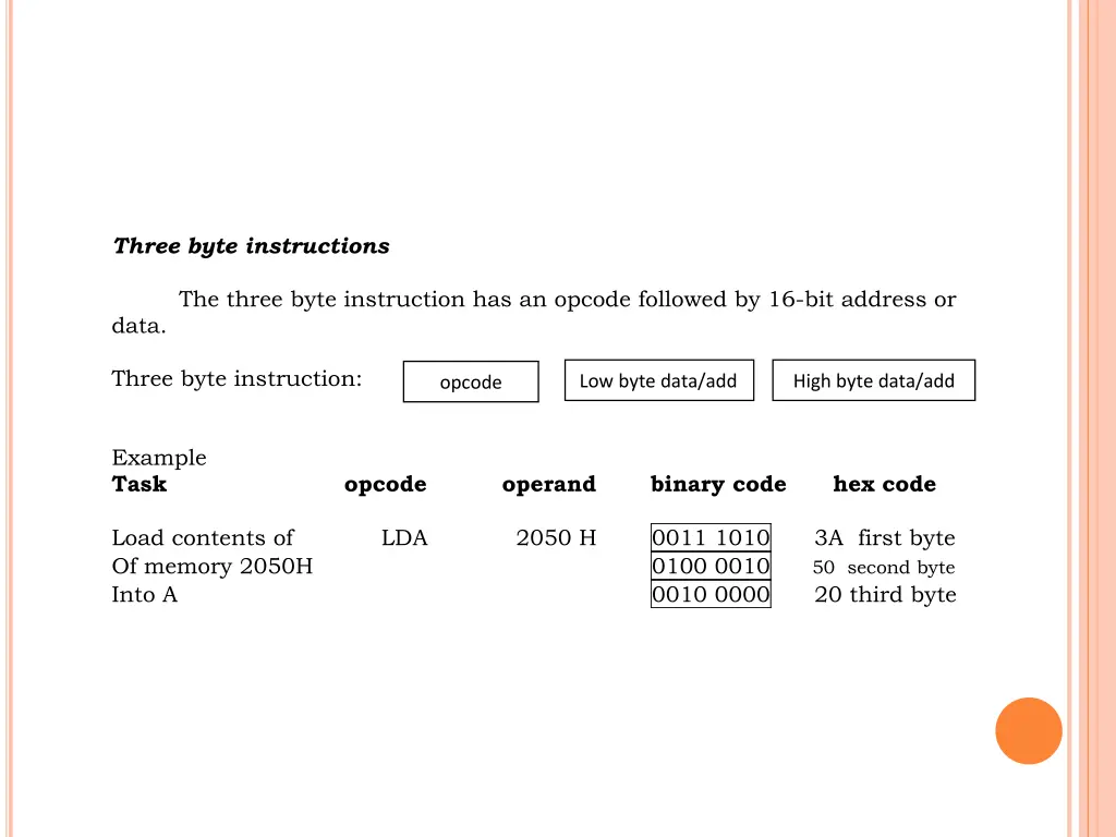 three byte instructions the three byte