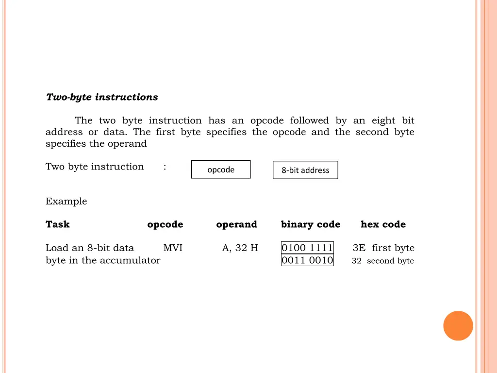 two byte instructions the two byte instruction
